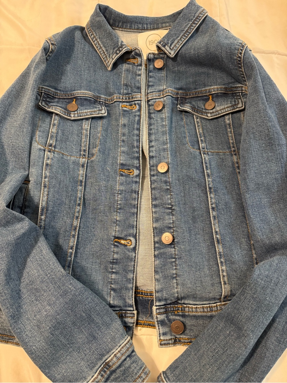 1901 Light Blue Denim Jacket with Gold Stitching
